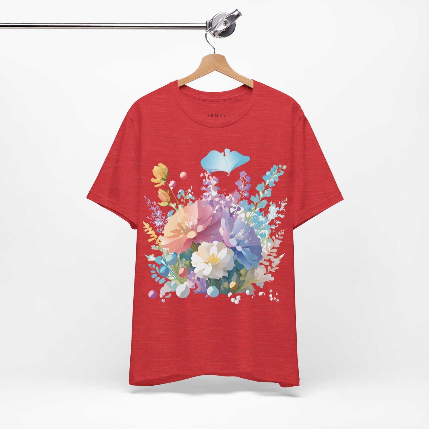 Natural Cotton Tee Shirt with Flowers