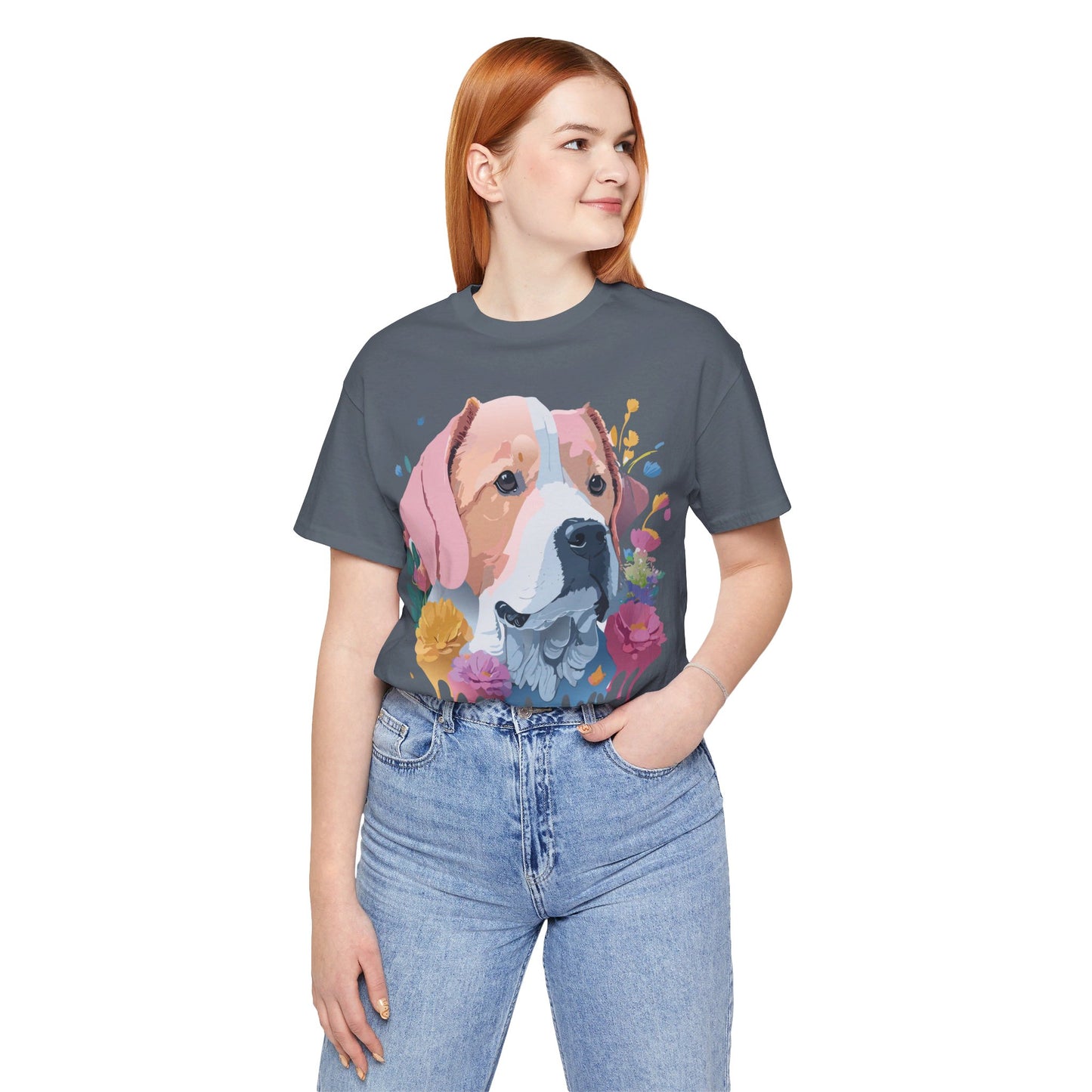 T-Shirt aus natürlicher Baumwolle mit Hund