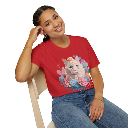 Cat Shirt Unisex Short Sleeve Cat Tee Kitten Design Gildan Softstyle 64000 Tee