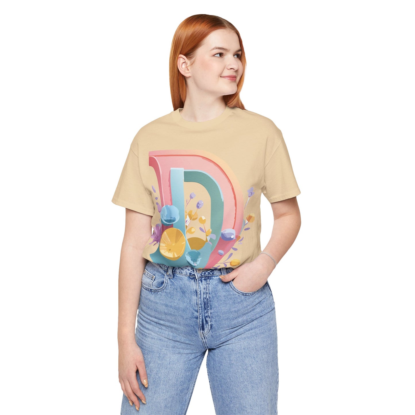 Natural Cotton Tee Shirt - Letters Collection - D