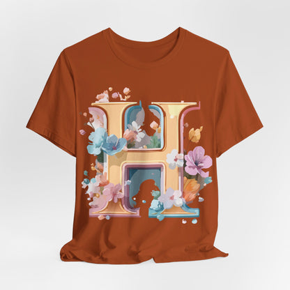 Natural Cotton Tee Shirt - Letters Collection - H Printify