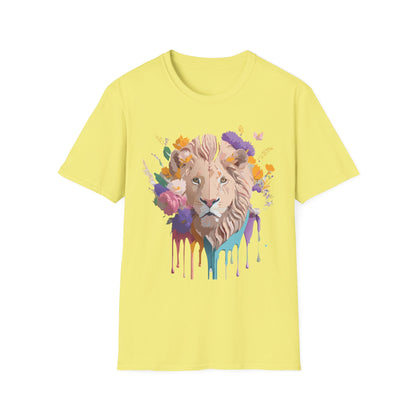 Unisex Lion Shirt Floral Lion Tee Softstyle 64000 Gildan Cotton Tee