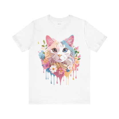 Natural Cotton Tee Shirt with Cat Printify