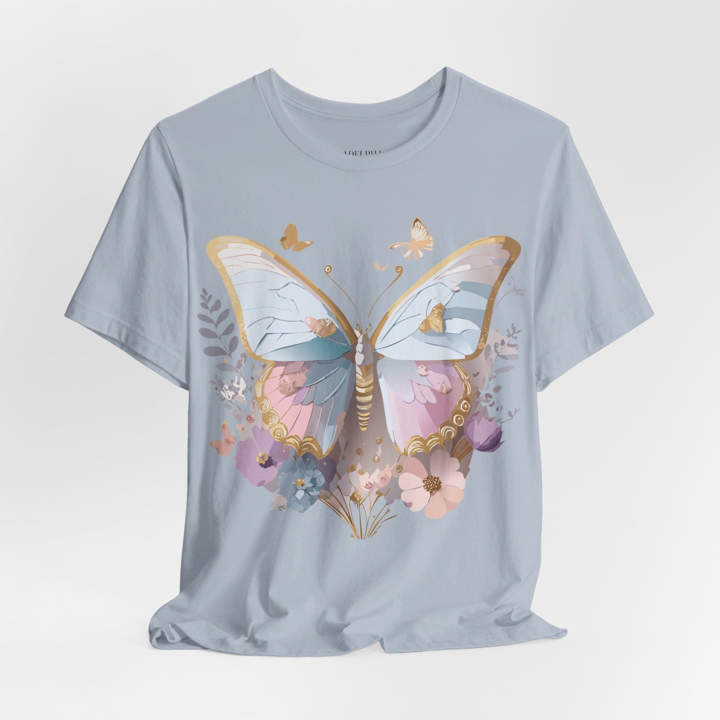 Natural Cotton Tee Shirt with Butterfly