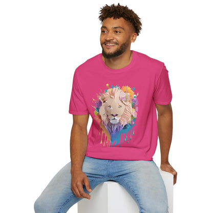 Unisex Lion Shirt Floral Lion Tee Softstyle Gildan 64000 100 Percent Cotton