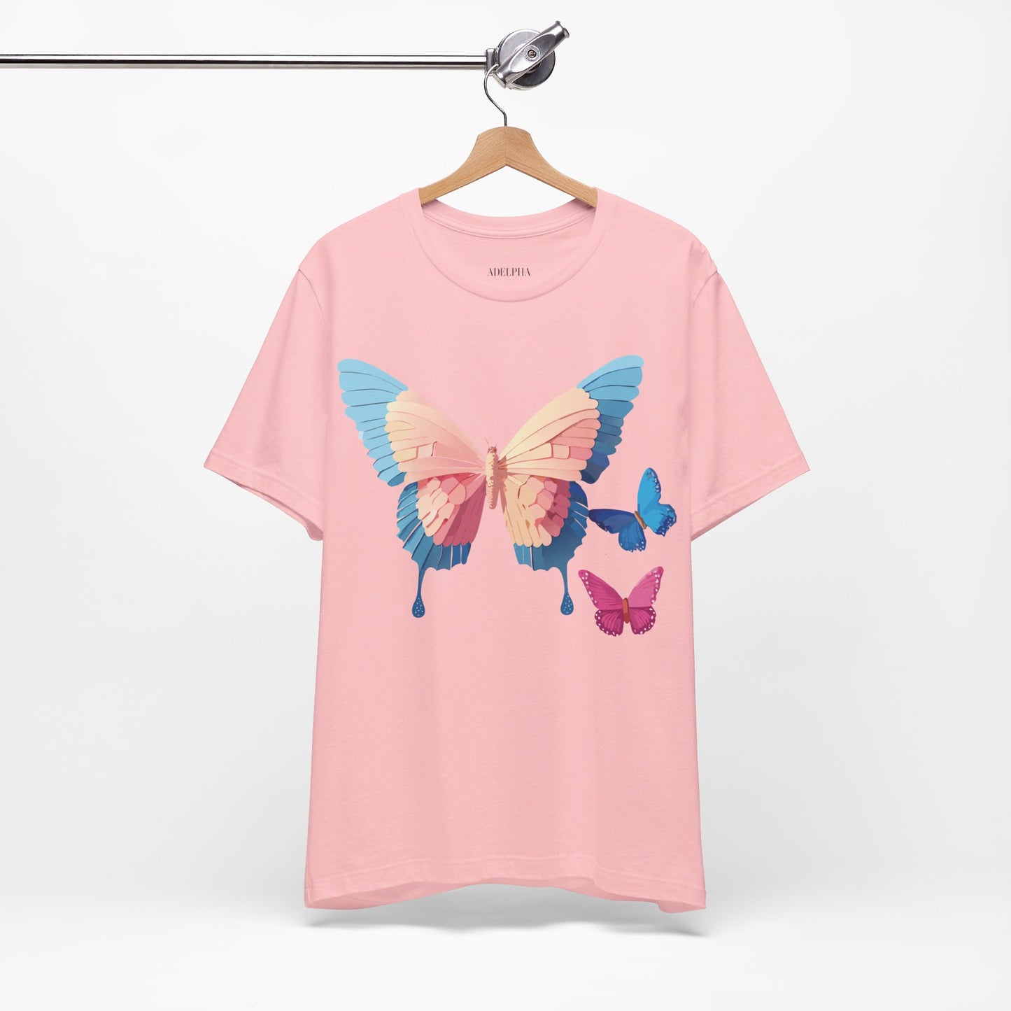 Natural Cotton Tee Shirt with Butterfly