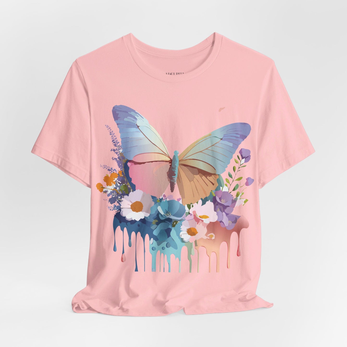 Natural Cotton Tee Shirt with Butterfly