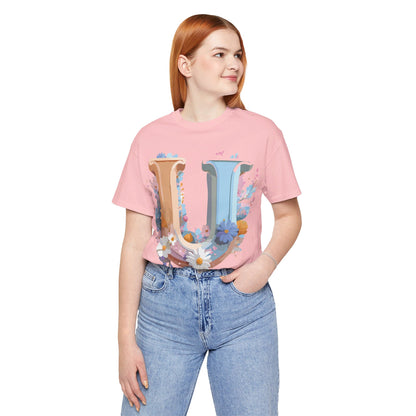 Natural Cotton Tee Shirt - Letters Collection - U Printify