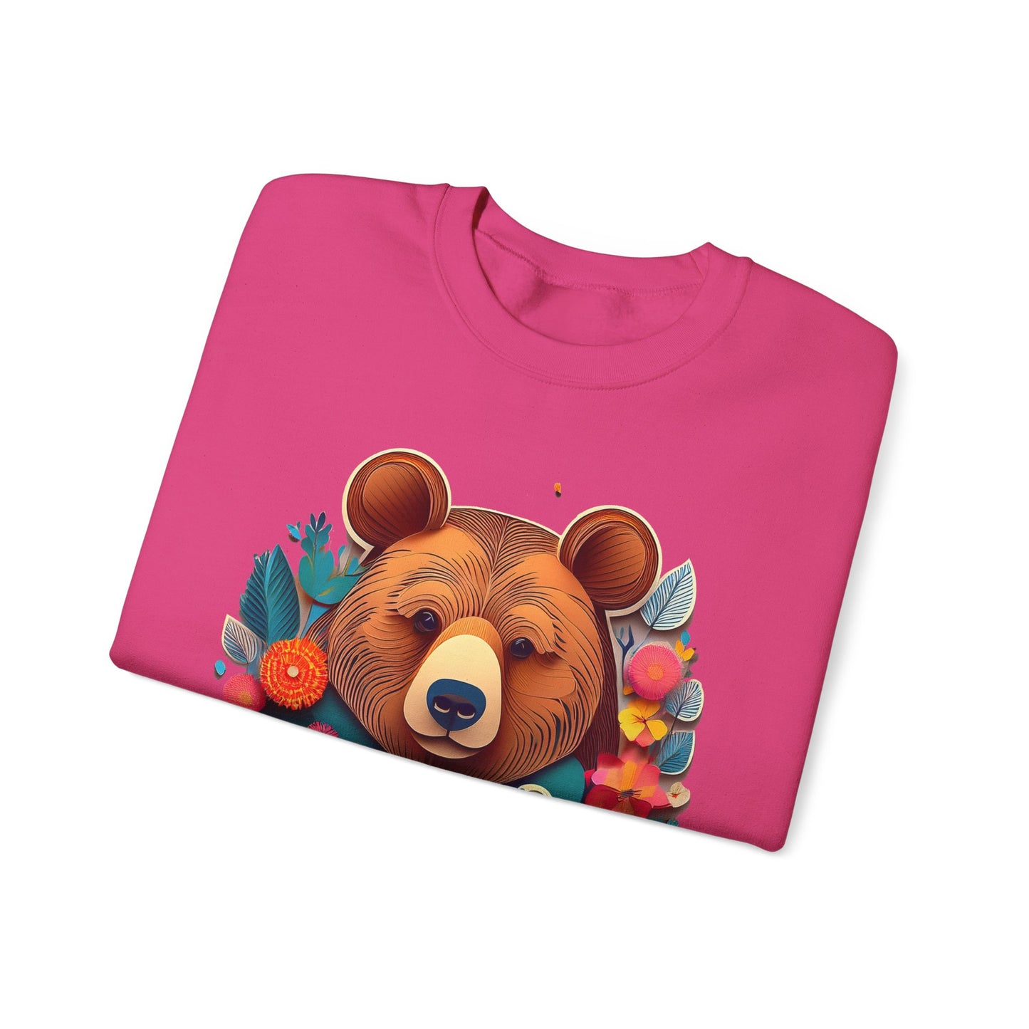 Unisex Floral Bear Sweatshirt, Animals Sweatshirt, Floral Sweatshirt, Art Design Sweatshirt