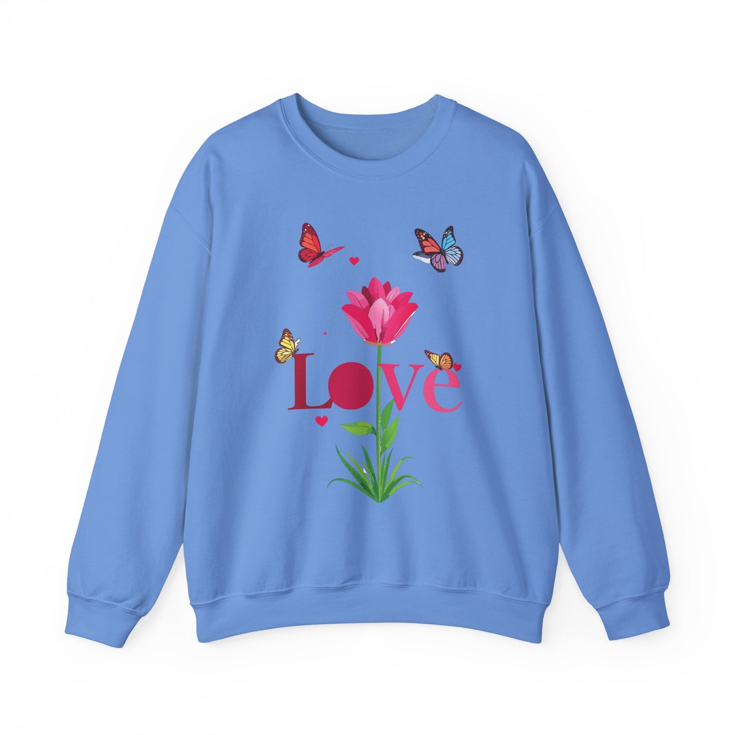 Unisex Floral Love Sweatshirt Floral Butterfly Design Cotton Poly Valentines Day
