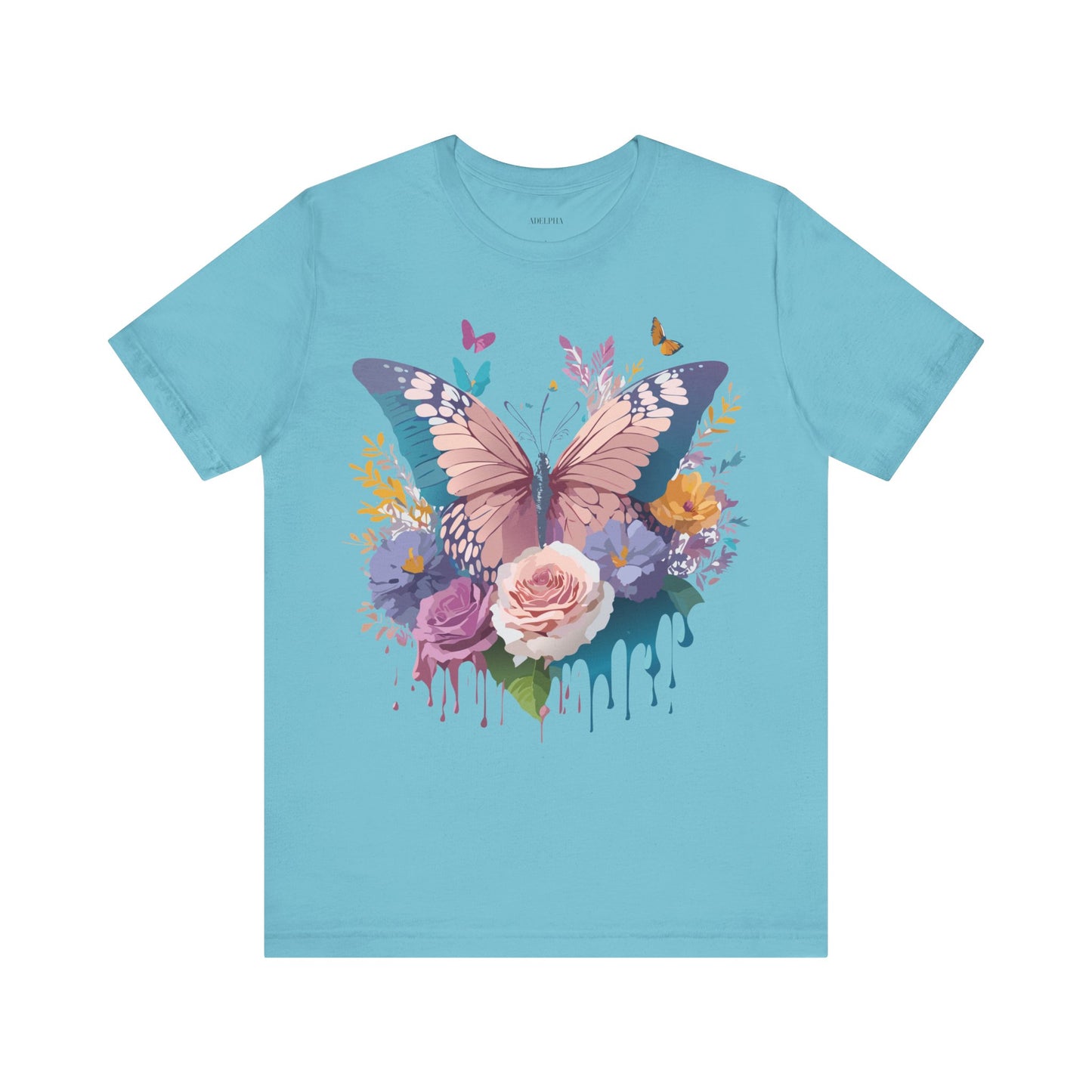 Natural Cotton Tee Shirt with Butterfly