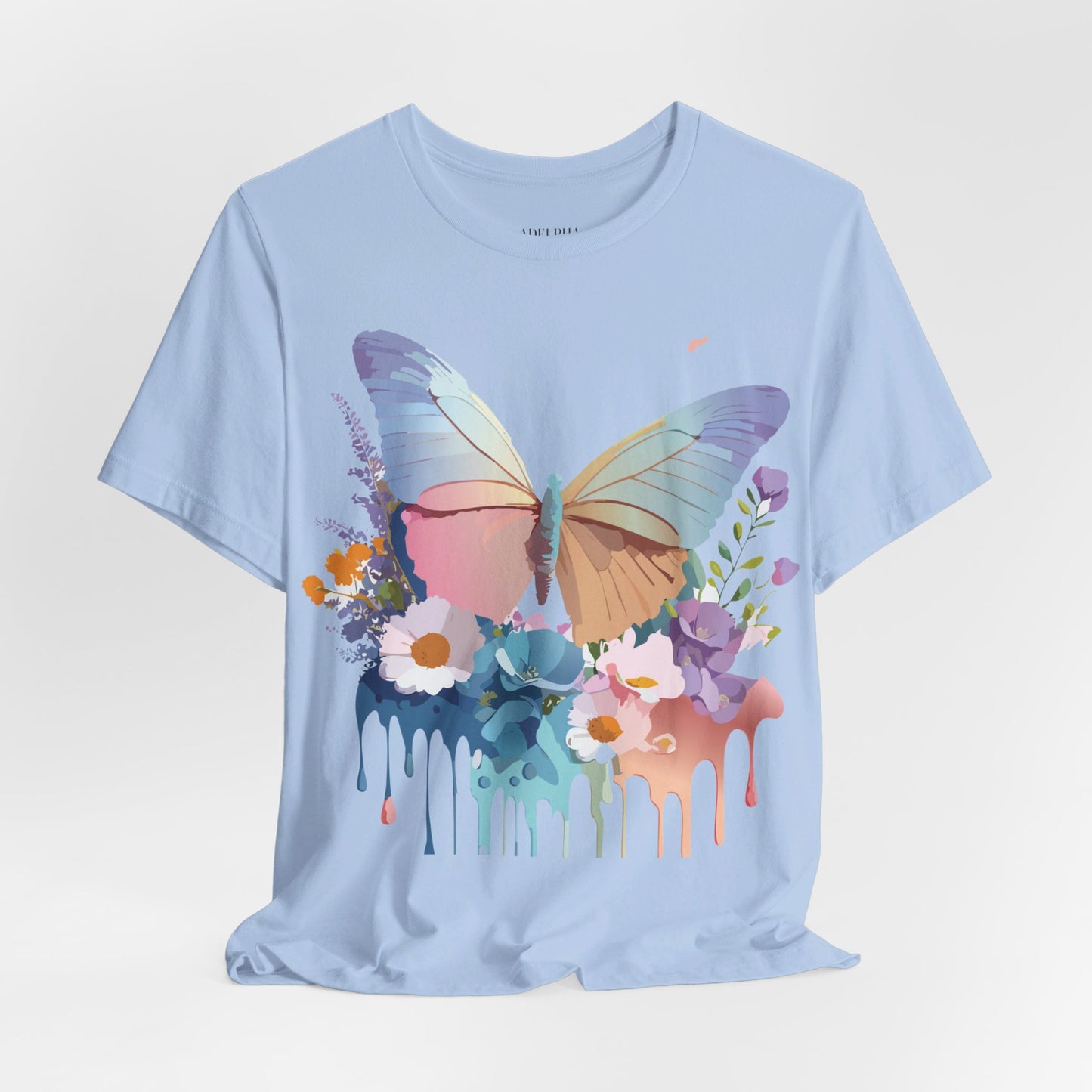 Natural Cotton Tee Shirt with Butterfly