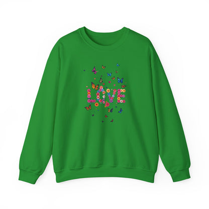 Unisex Floral Love Butterfly Sweatshirt 50 50 Cotton Poly Valentines Day