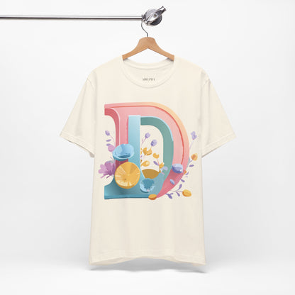 Natural Cotton Tee Shirt - Letters Collection - D Printify