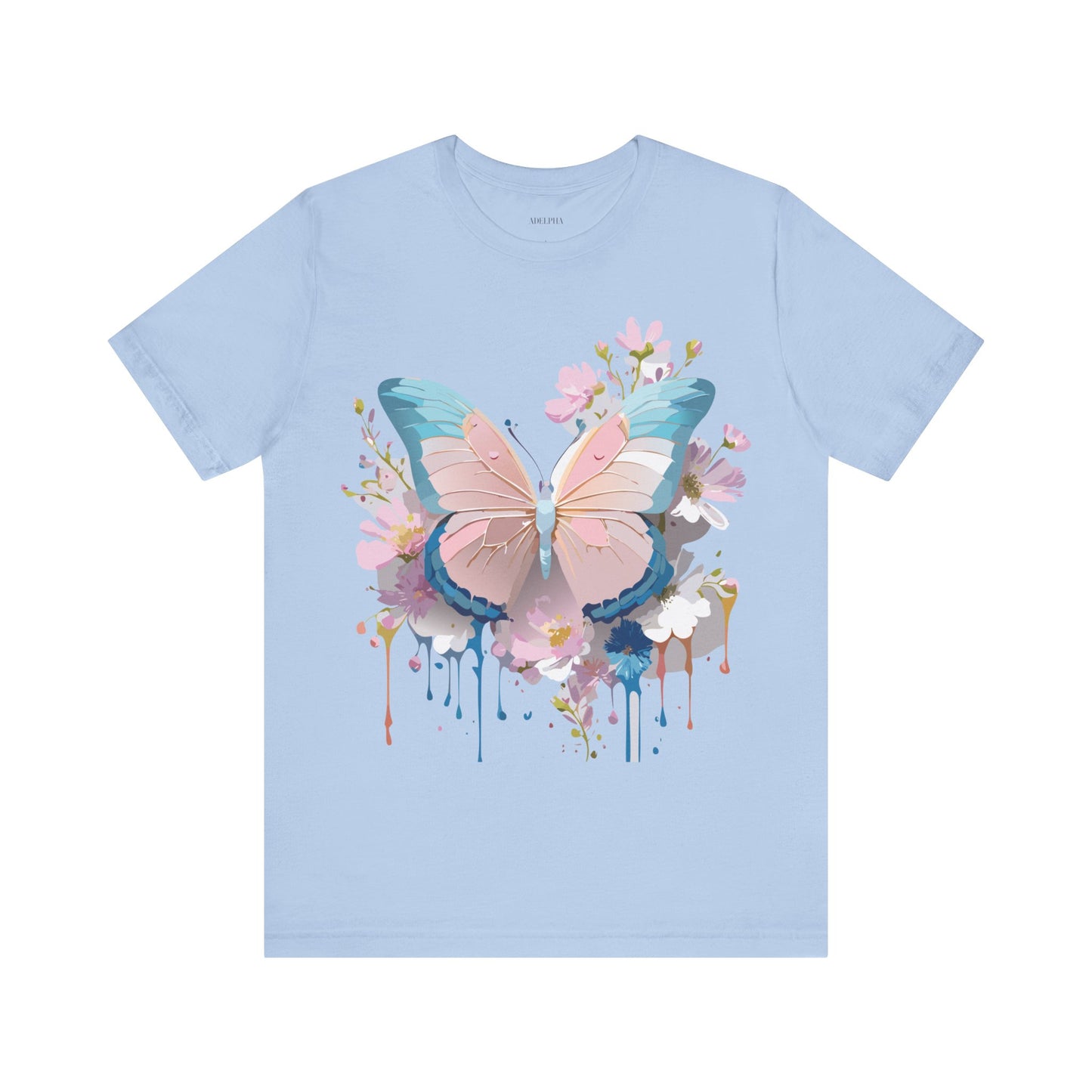 Natural Cotton Tee Shirt with Butterfly