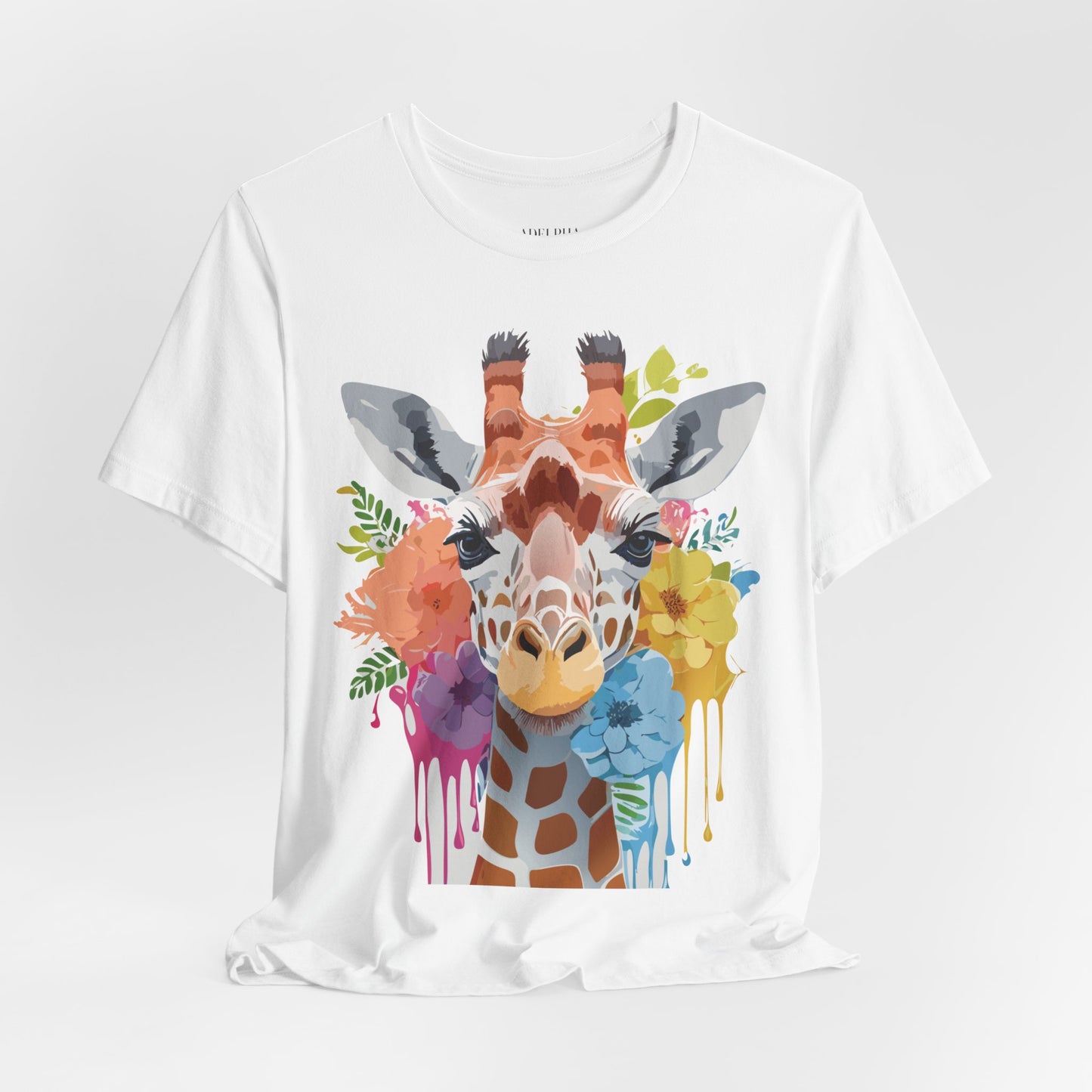 Natural Cotton Tee Shirt with Giraffe