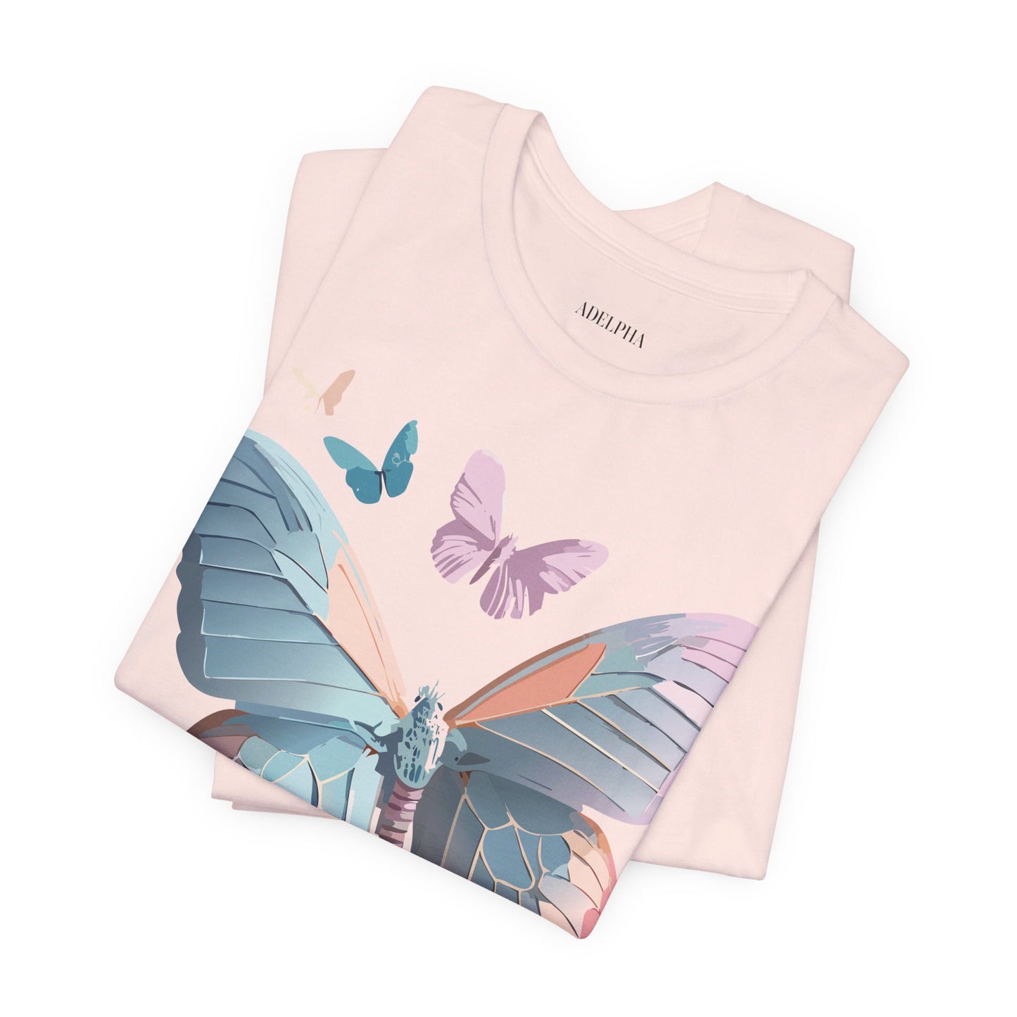 Natural Cotton Tee Shirt with Butterfly