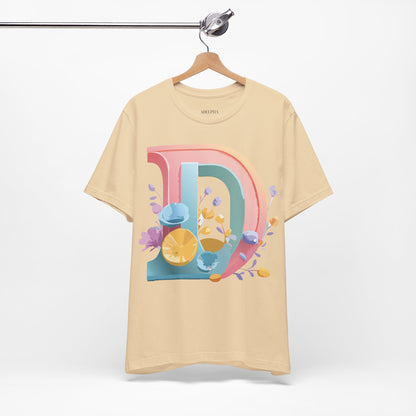 Natural Cotton Tee Shirt - Letters Collection - D Printify