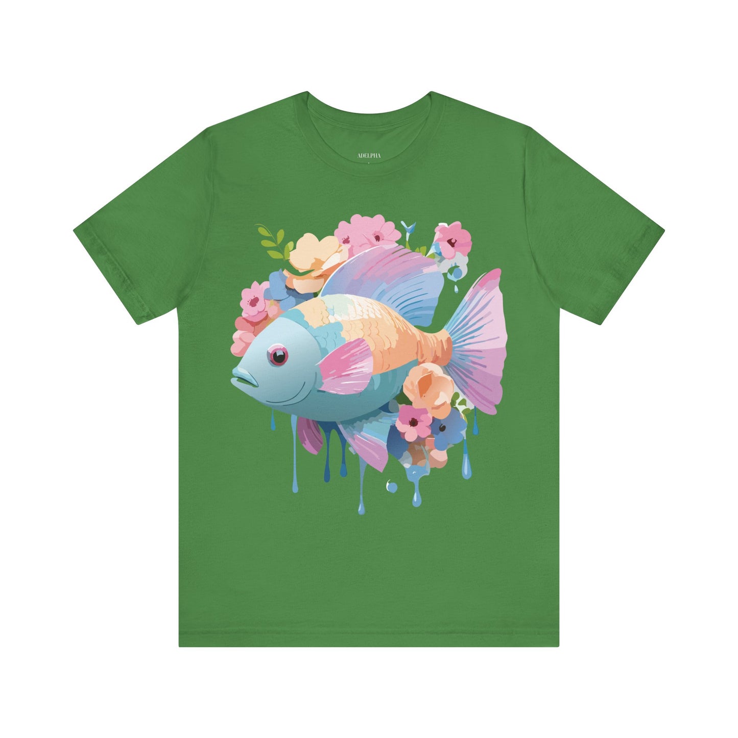 Natural Cotton Tee Shirt with Fish