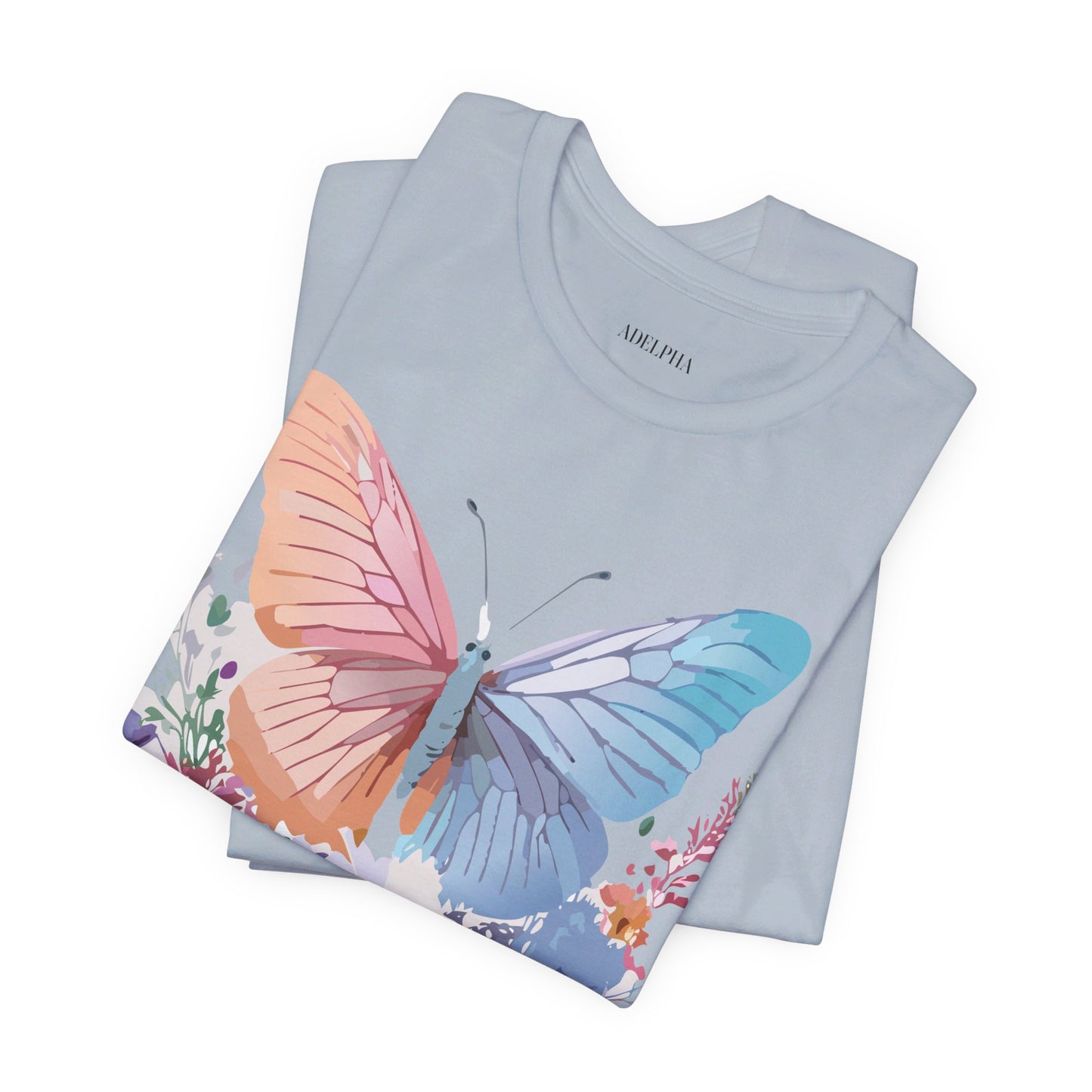 Natural Cotton Tee Shirt with Butterfly