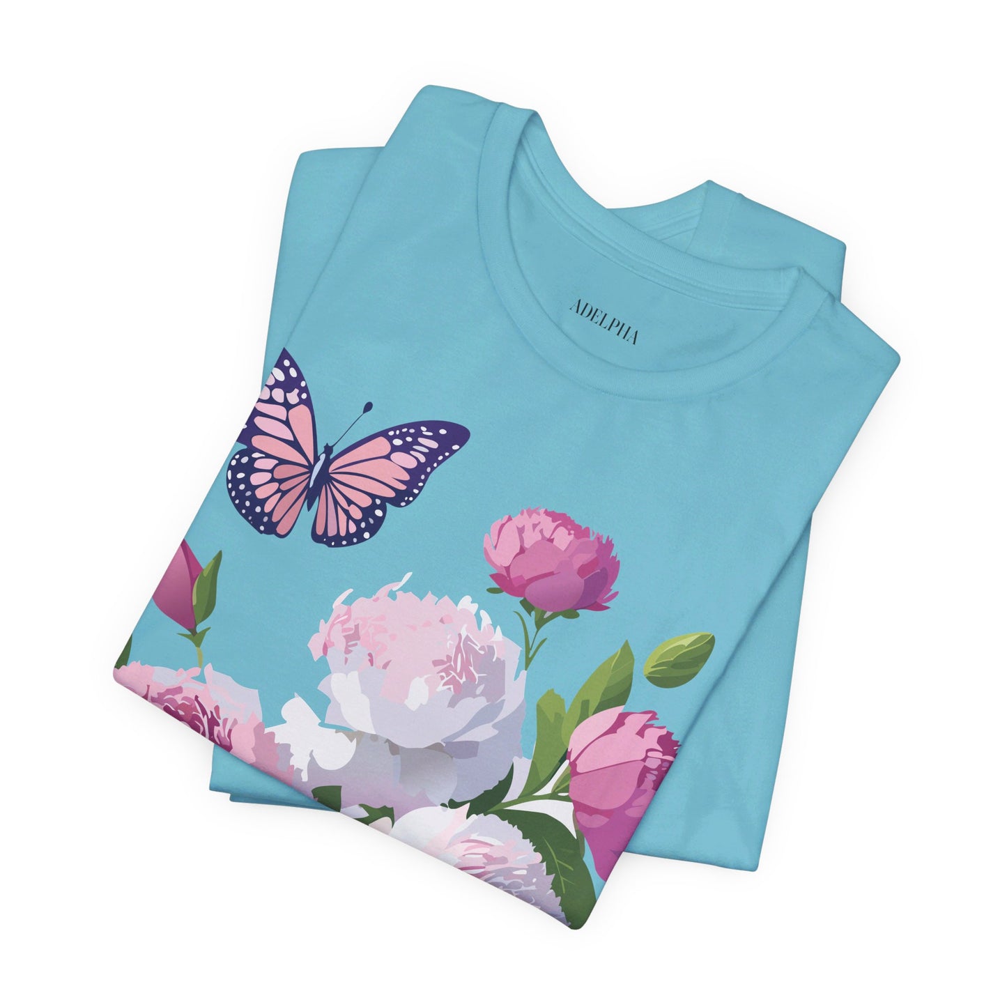 Natural Cotton Tee Shirt with Flowers