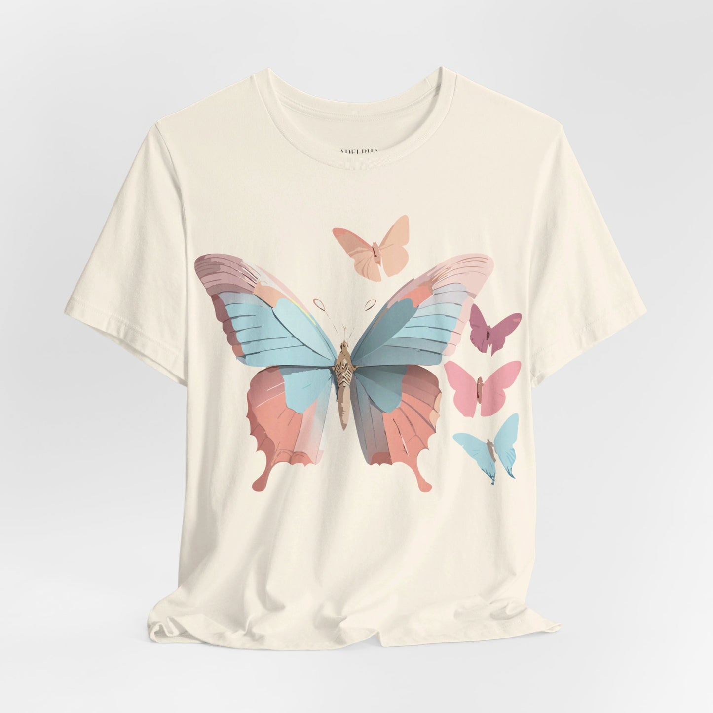 Natural Cotton Tee Shirt with Butterfly