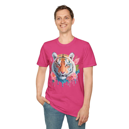 Tiger Print Unisex Softstyle T Shirt Short Sleeve Gildan 64000 Tee