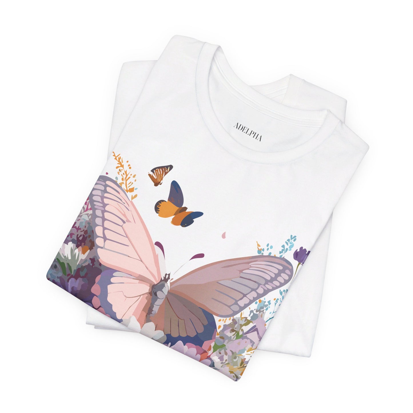 Natural Cotton Tee Shirt with Butterfly