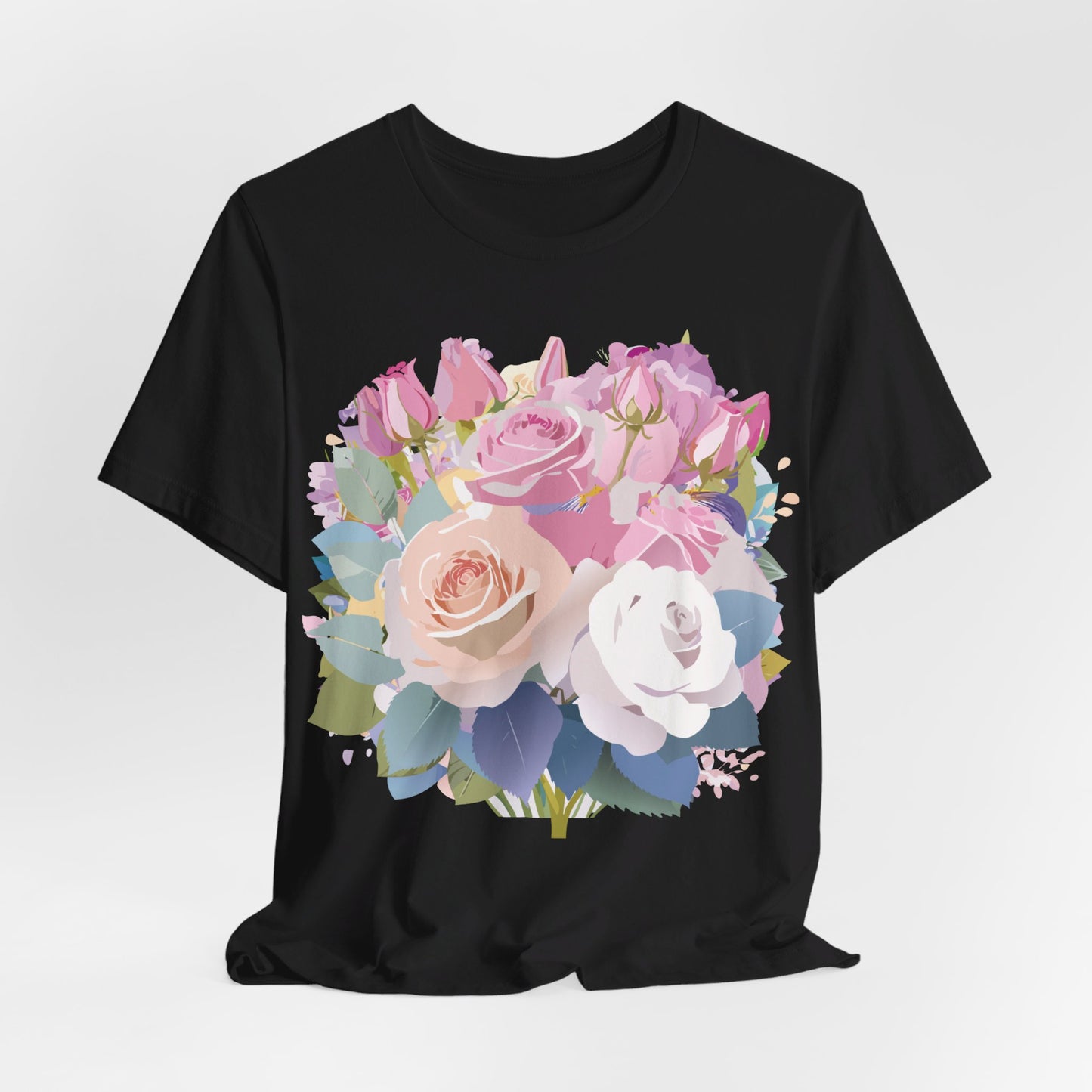 Natural Cotton Tee Shirt with Flowers