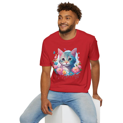 Cat Shirt Unisex Tee Kitten Cat Tee Softstyle 100 Percent Cotton Gildan 64000