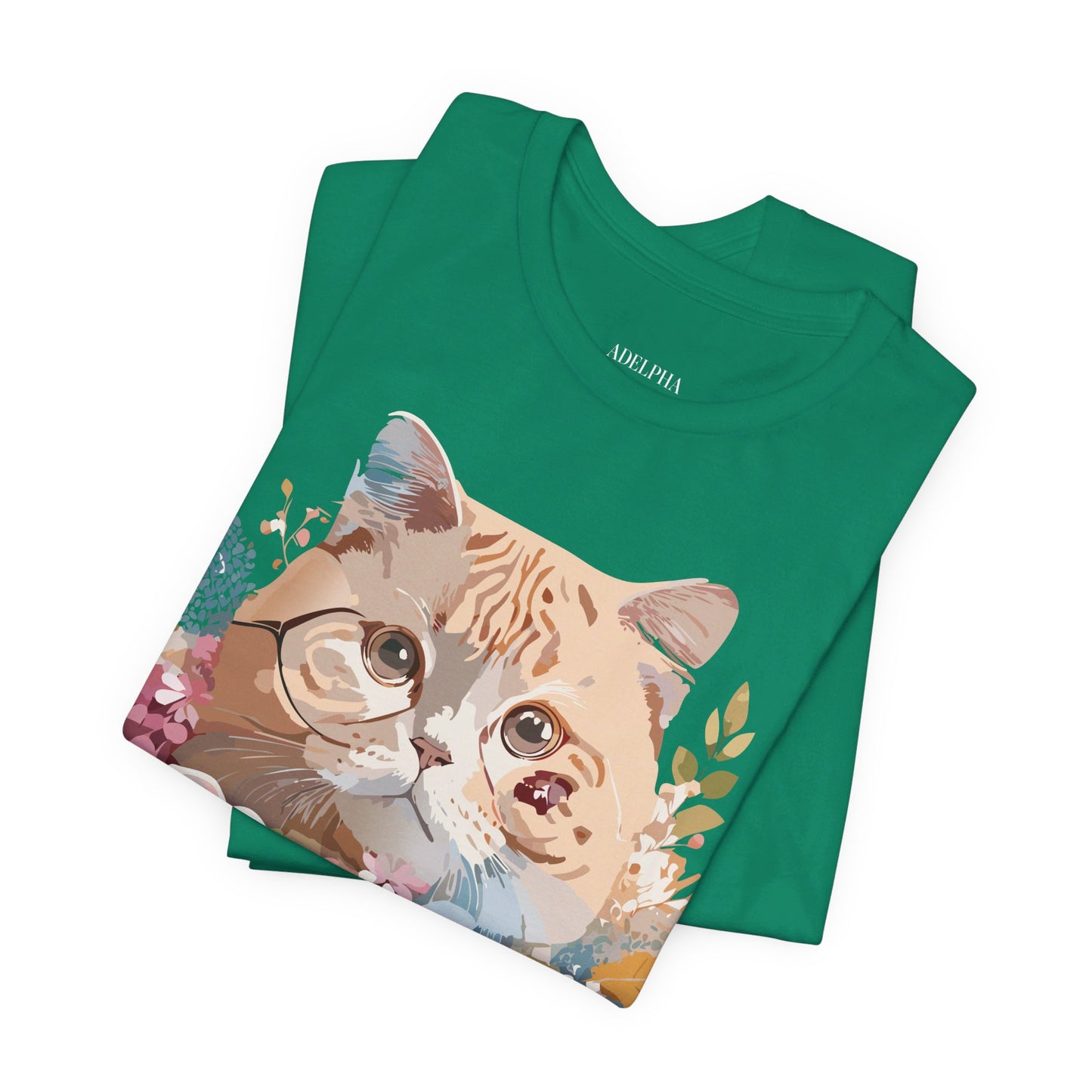 Natural Cotton Tee Shirt with Cat