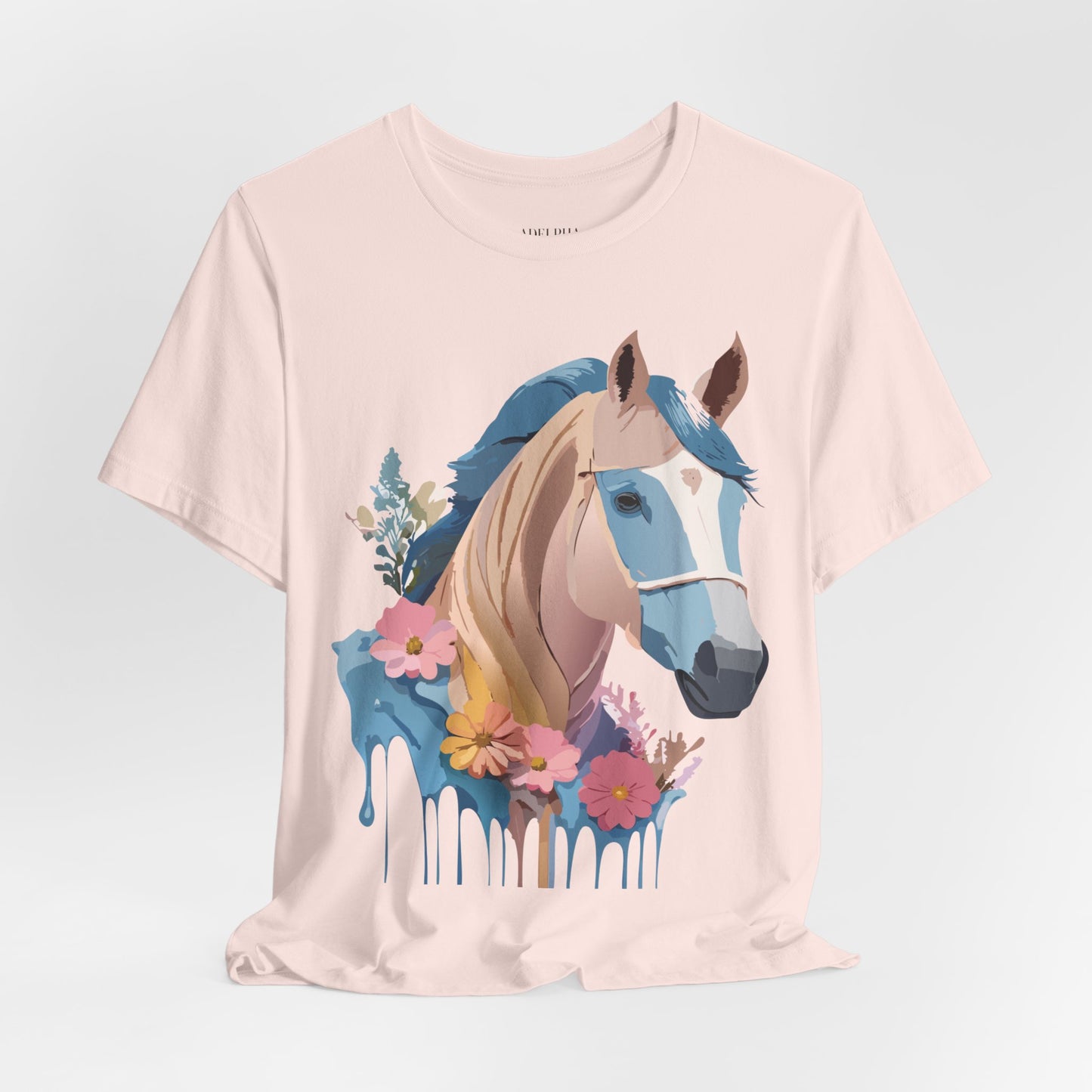 Natural Cotton Tee Shirt with Horse