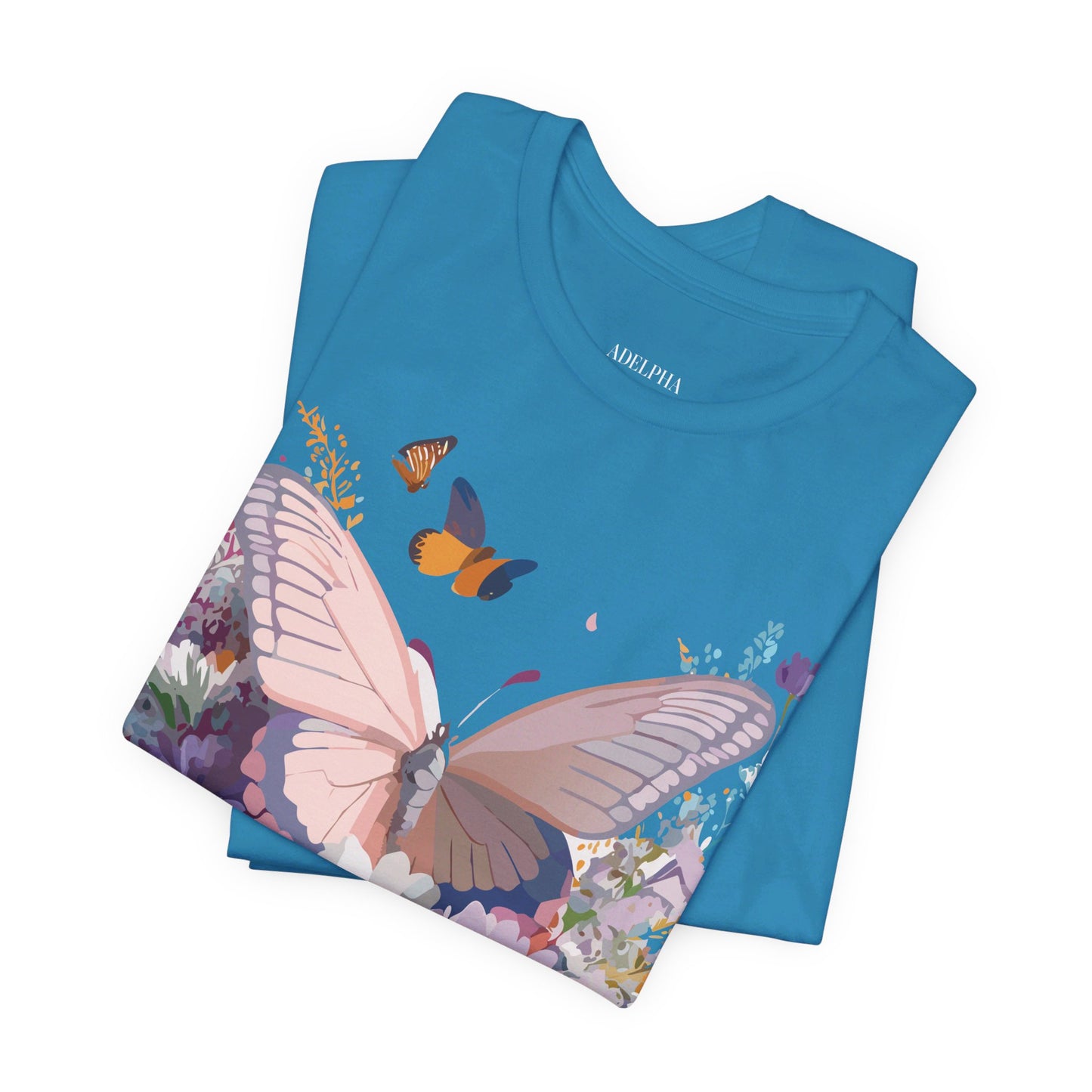 Natural Cotton Tee Shirt with Butterfly