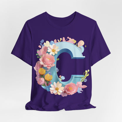 Natural Cotton Tee Shirt - Letters Collection - C Printify