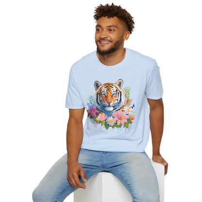 Tiger Print Unisex Softstyle T Shirt 100 Percent Ring Spun Cotton Tee