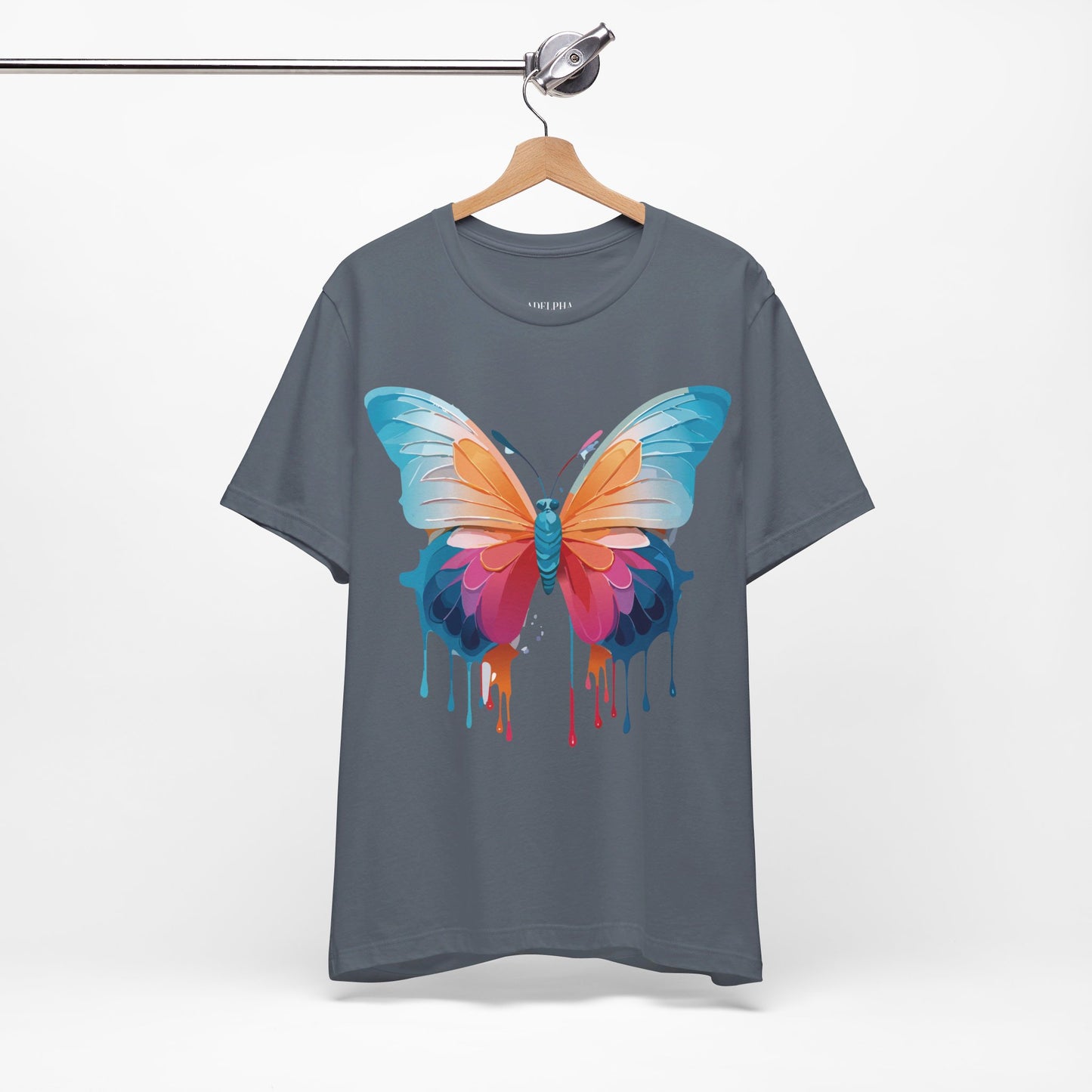 Natural Cotton Tee Shirt with Butterfly