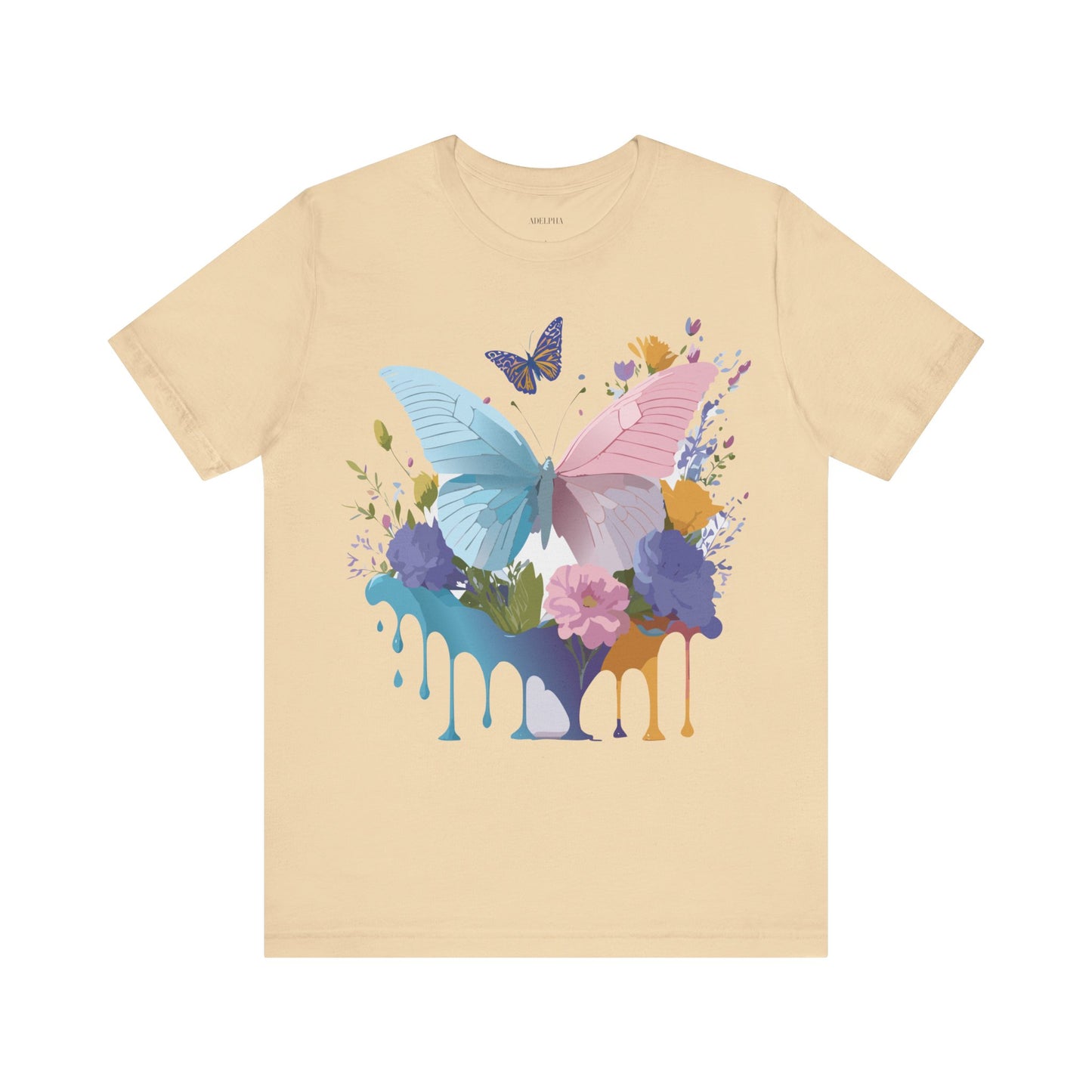 Natural Cotton Tee Shirt with Butterfly