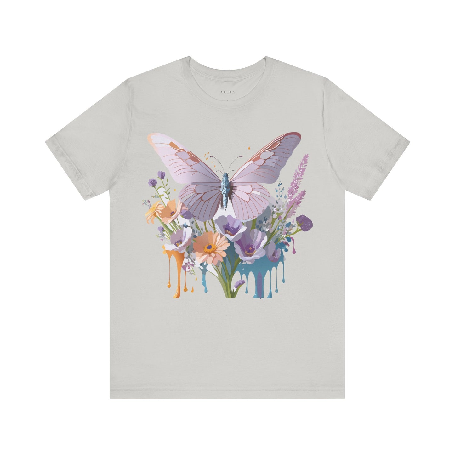 Natural Cotton Tee Shirt with Butterfly