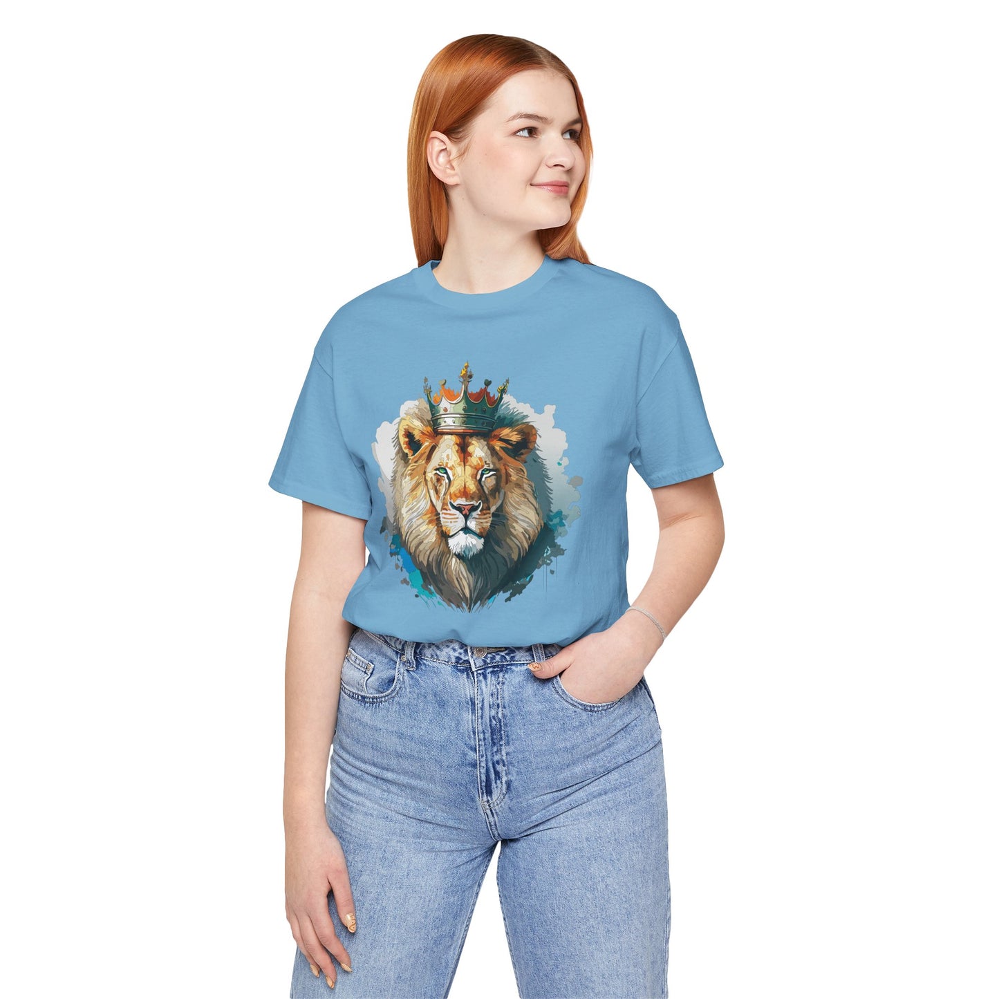 Lion with Crown Tee Unisex Cotton Watercolor King Lion Graphic T-Shirt 2