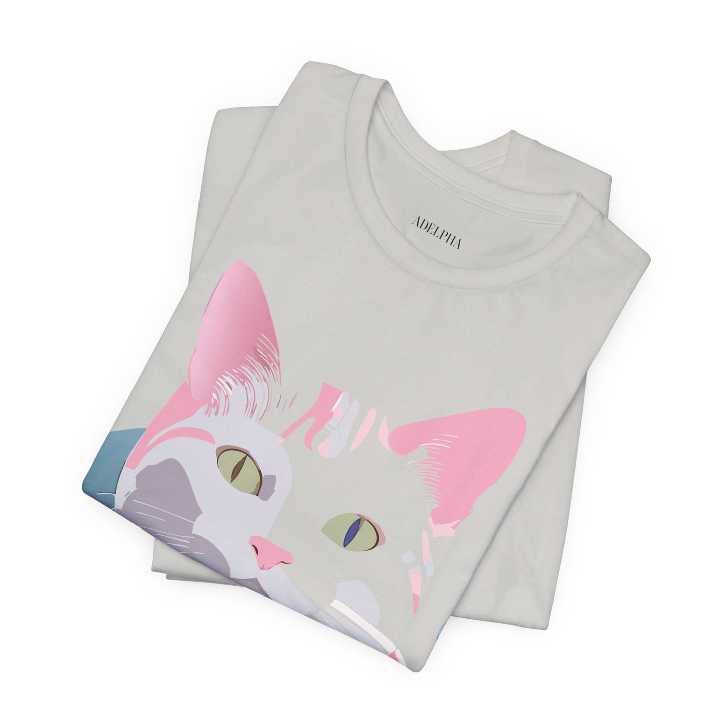 Natural Cotton Tee Shirt with Cat