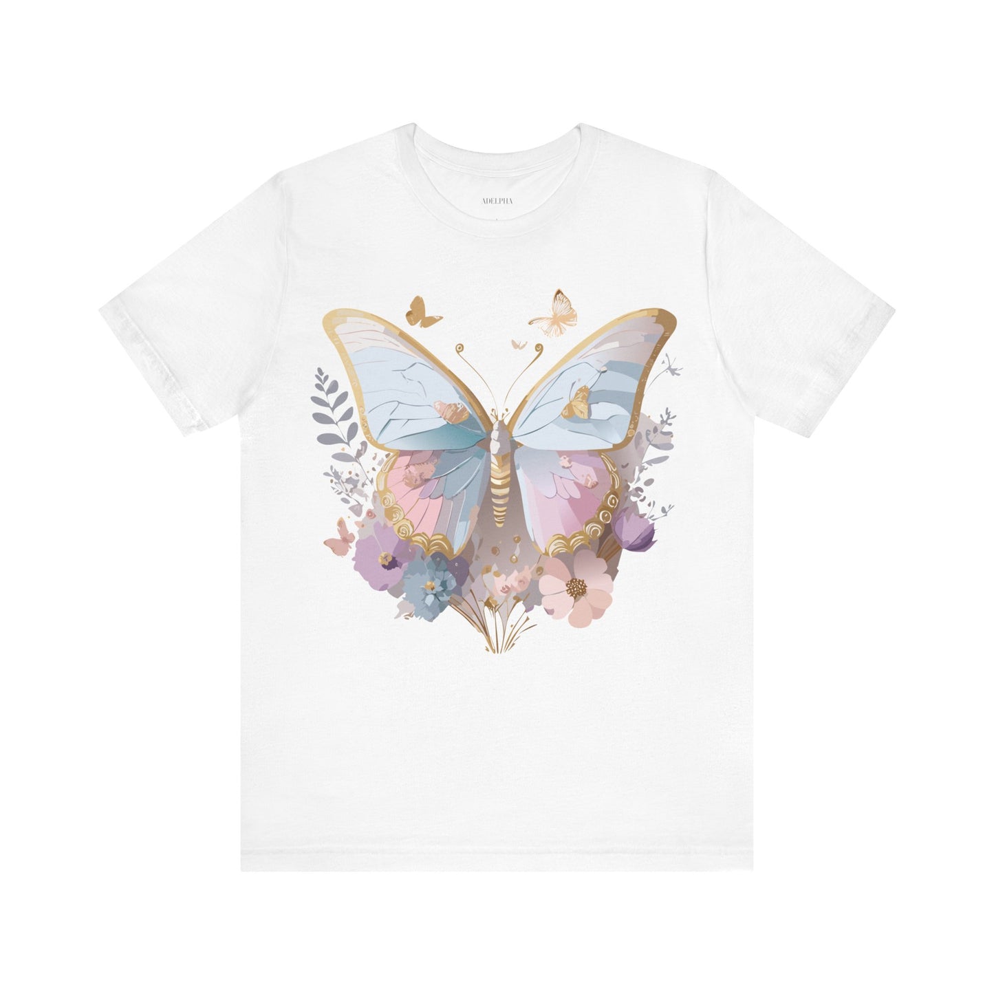 Natural Cotton Tee Shirt with Butterfly