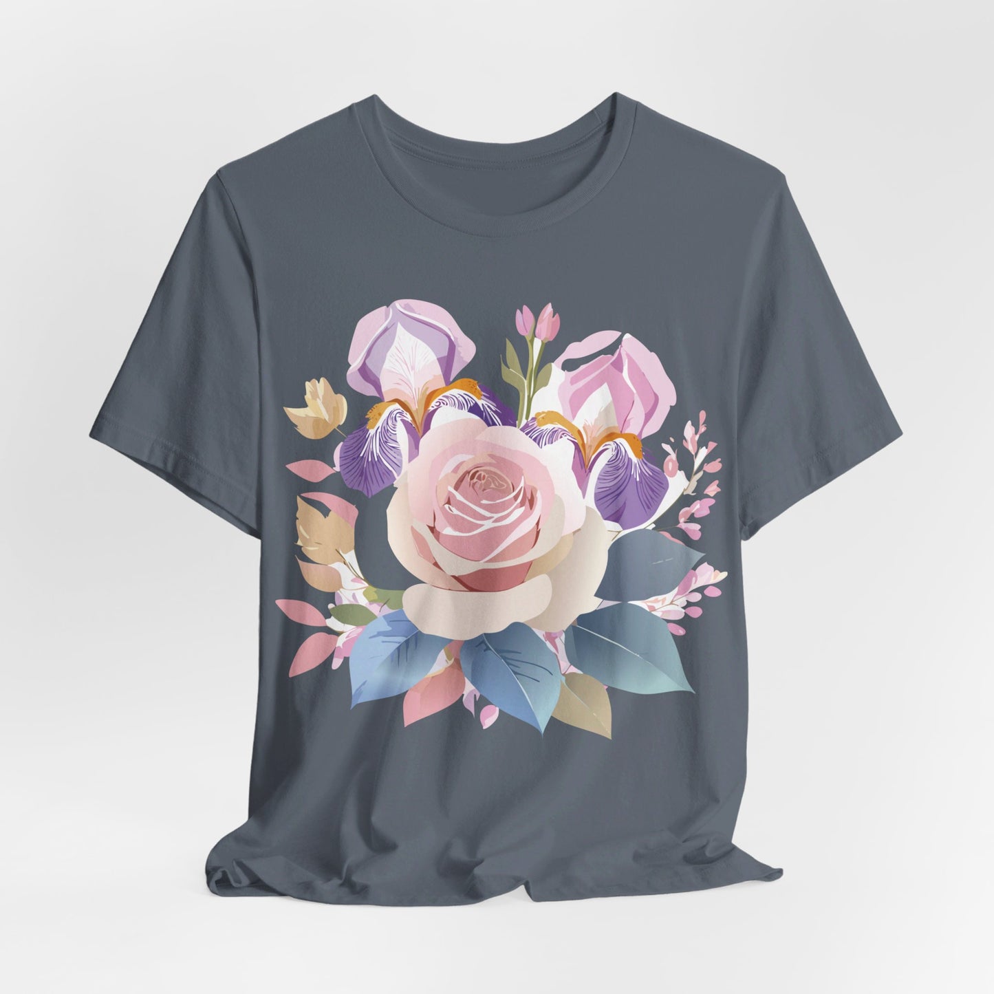 Natural Cotton Tee Shirt with Flowers