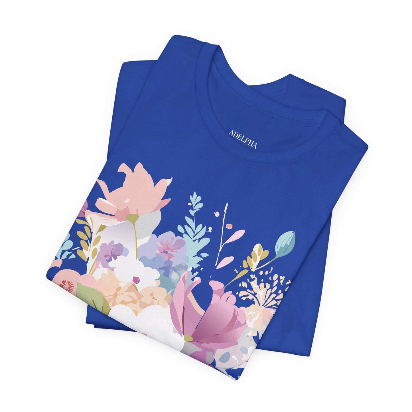 Natural Cotton Tee Shirt with Flowers