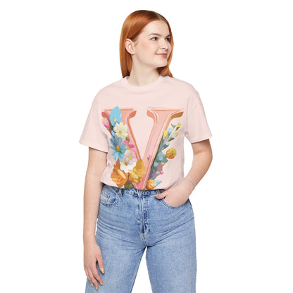 Natural Cotton Tee Shirt - Letters Collection - V Printify