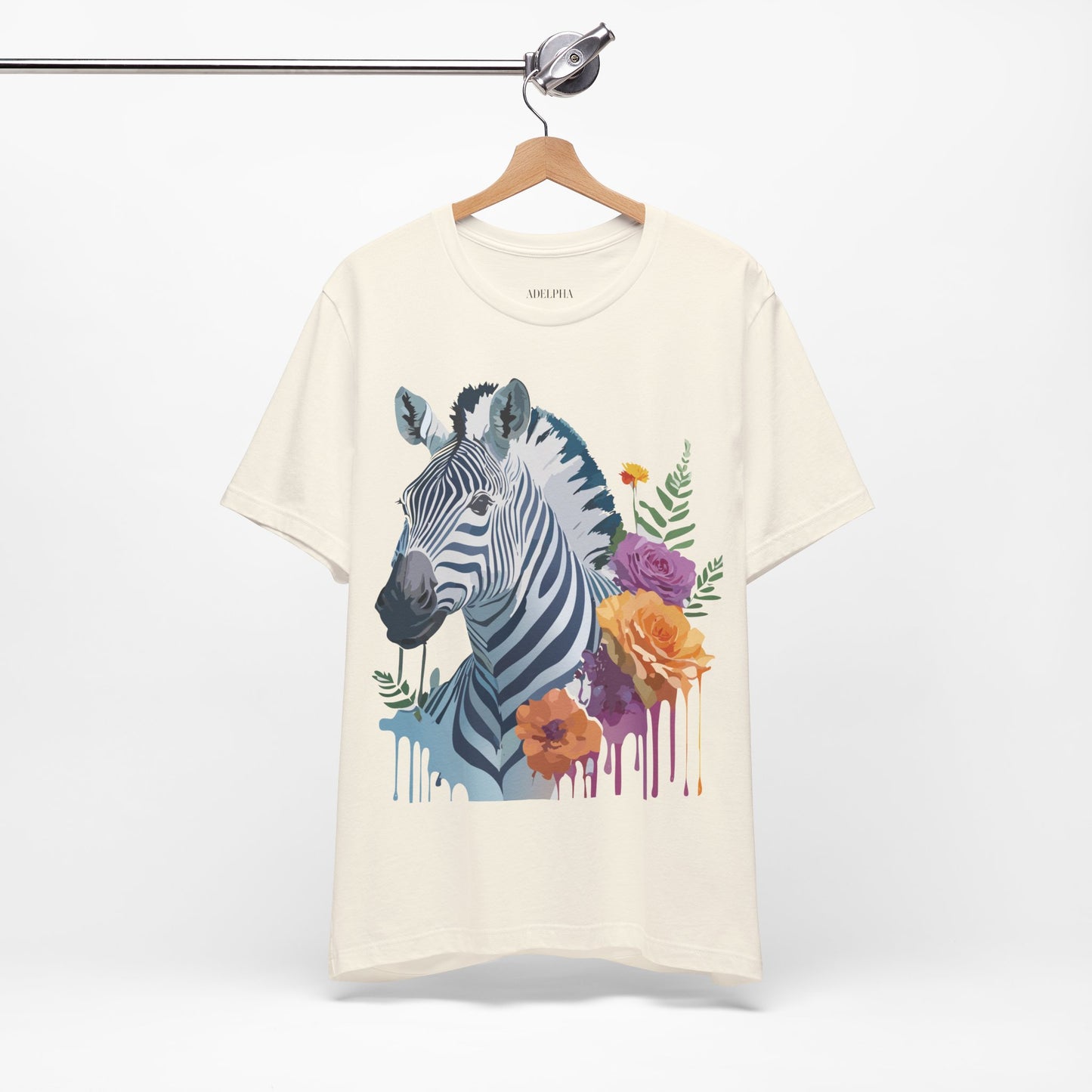 Natural Cotton Tee Shirt with Zebra