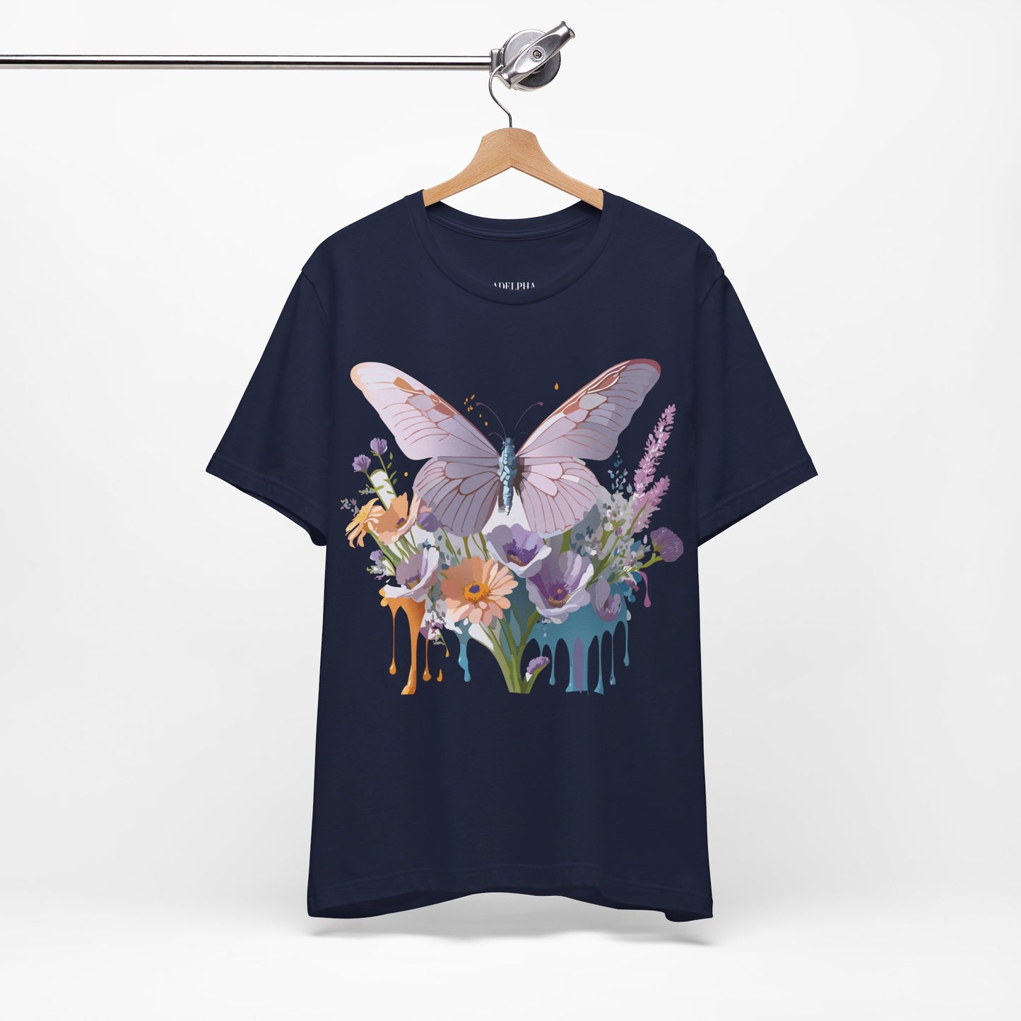 Natural Cotton Tee Shirt with Butterfly