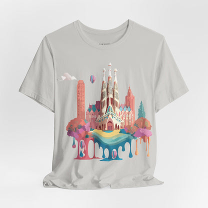 Natural Cotton Tee Shirt - Beautiful Places Collection - Barcelona Printify