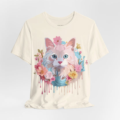 Natural Cotton Tee Shirt with Cat Printify