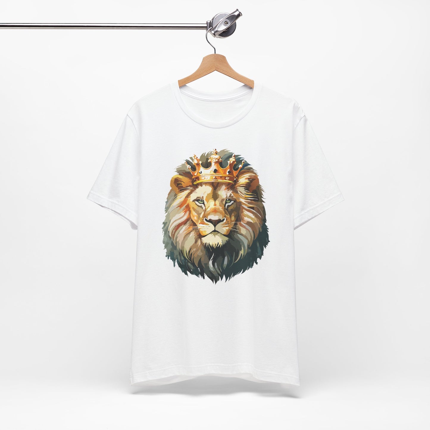 Lion with Crown Tee Unisex Cotton T-Shirt Regal King Lion Illustration, Wildlife Graphic Shirt - 1