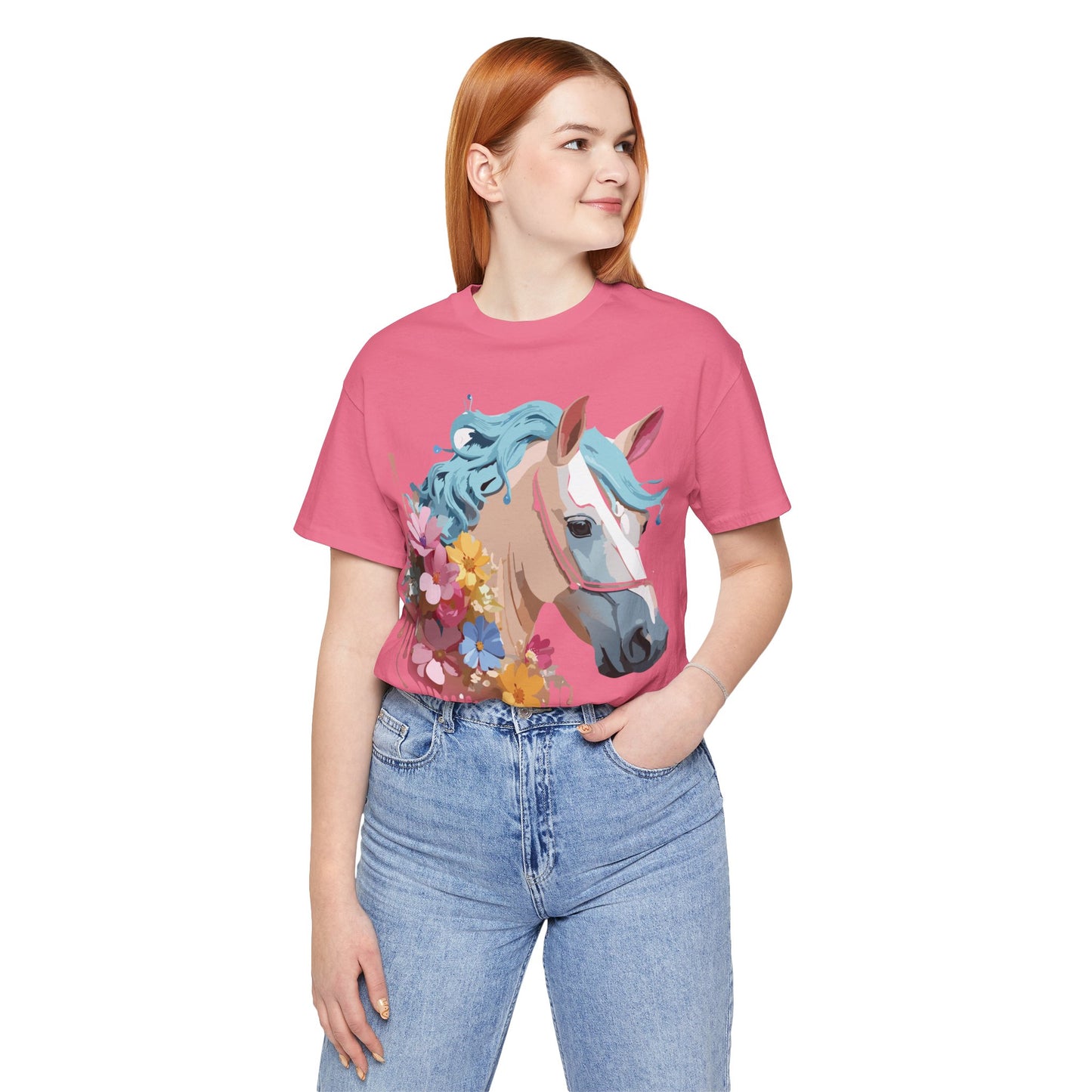 Natural Cotton Tee Shirt with Horse